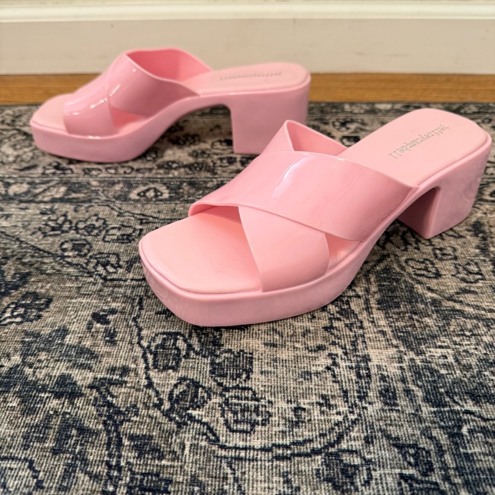 JEFFREY CAMPBELL Women’s 8 Bubblegum Pink Jelly Platform Sandals Heels - Picture 4 of 8
